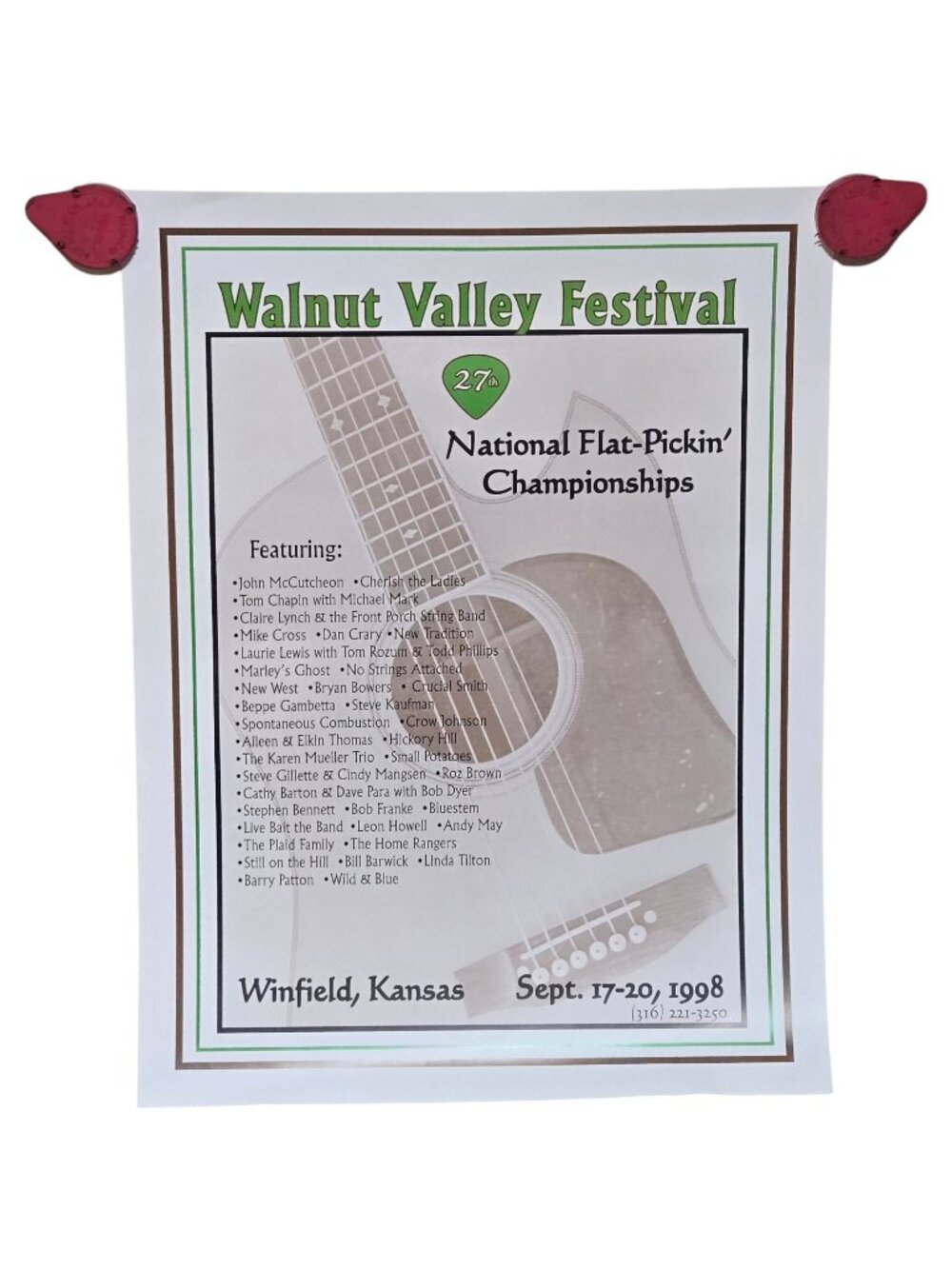 1998 Walnut Valley Festival Poster National Flat Picking Championships